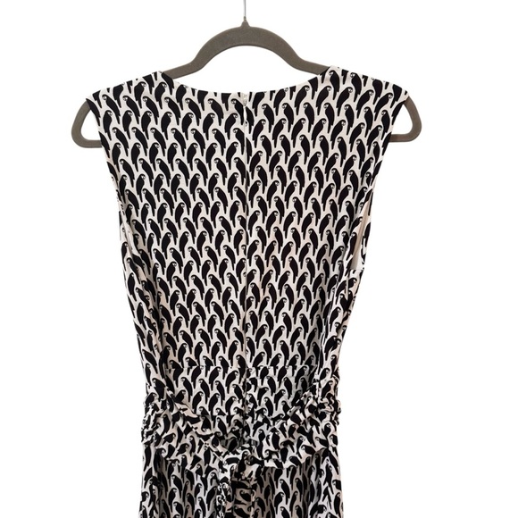 HOBBS London Bayview Bird Parrot Dress Black White Size 10 - Picture 12 of 16